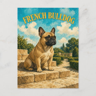 Franse Bulldog, Vintage Waterverf Honden Kunst Briefkaart