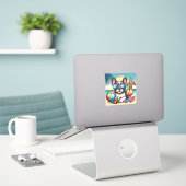 Franse Bulldog Vinyl Sticker (Laptop op bureau)