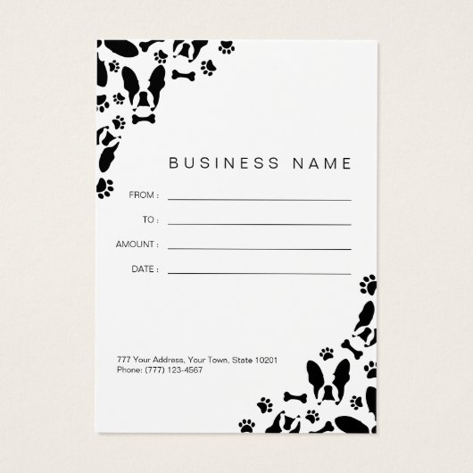 Franse bulldog visitekaartje (Achterkant)