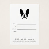 Franse bulldog visitekaartje (Achterkant)