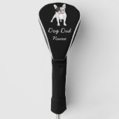 Franse Bulldog voor hondenvader met naam op zwart Golfheadcover (Voorkant)
