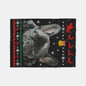 Franse Bulldog | Vrolijk kerstfeest met franje Fleece Deken (Voorkant (Horizontaal))