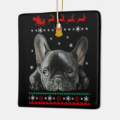 Franse Bulldog | Vrolijk kerstfeest met franje Keramisch Ornament (Links)