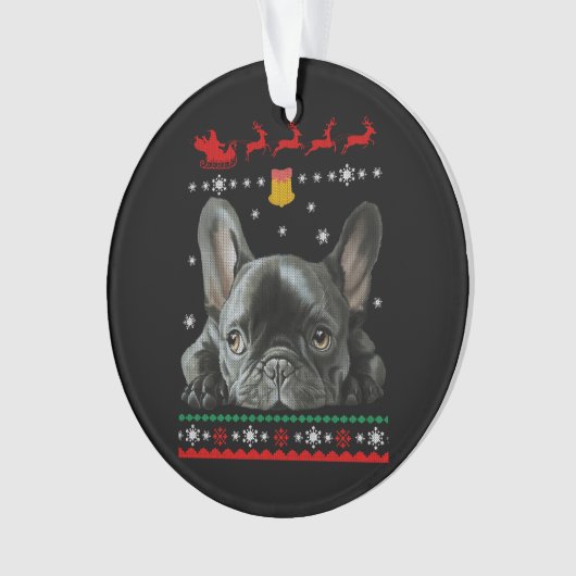Franse Bulldog | Vrolijk kerstfeest met franje Ornament (voorkant)