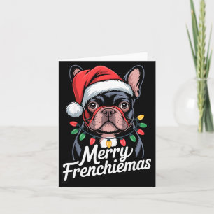 Franse Bulldog vrolijke Frenchiemas Kerstman Hoed  Kaart