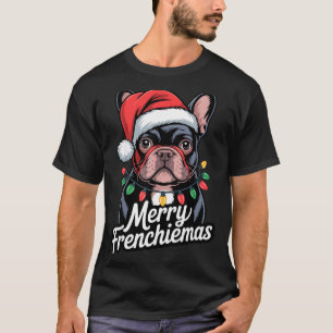 Franse Bulldog vrolijke Frenchiemas Kerstman Hoed T-shirt