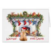 Franse Bulldog wacht op Kerstmis open haard (Voorkant Horizontaal)