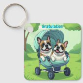 Franse Bulldog Wagentje Sleutelhanger (Voorkant)
