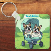 Franse Bulldog Wagentje Sleutelhanger (Voorkant)