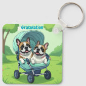 Franse Bulldog Wagentje Sleutelhanger (Achterkant)