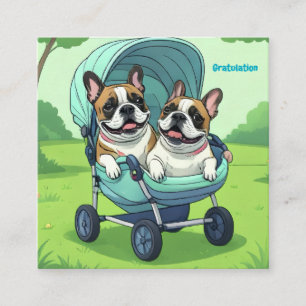 Franse Bulldog Wagentje Vierkante Visitekaartje