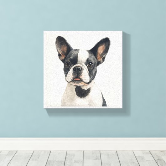Franse Bulldog Wall Art Canvas Afdruk (Insitu (Houten vloer))