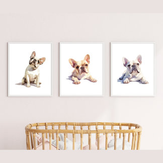 Franse Bulldog Wall Art, Franse Bulldog Decor Muurkunst Sets