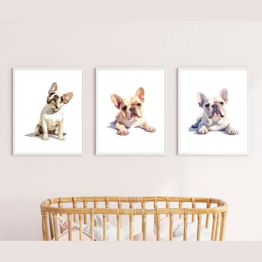 Franse Bulldog Wall Art, Franse Bulldog Decor Muurkunst Sets