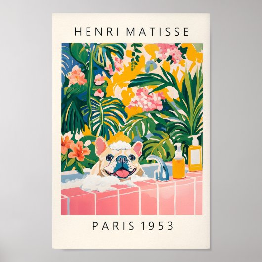 Franse Bulldog Wall Art, Grappige Badkamer Decor, Poster (Voorkant)