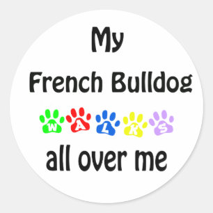 Franse Bulldog wandelingen ontwerp Ronde Sticker