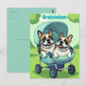 Franse Bulldog Wandelwagen Briefkaart (Voorkant / Achterkant)