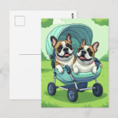 Franse Bulldog Wandelwagen Briefkaart (Voorkant / Achterkant)