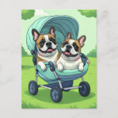 Franse Bulldog Wandelwagen Briefkaart (Voorkant)