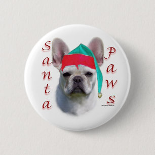 Franse Bulldog (wat) Santa Paws Ronde Button 5,7 Cm
