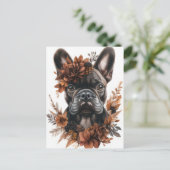 Franse Bulldog Watercolor Bloem Briefkaart (Staand voorkant)