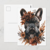 Franse Bulldog Watercolor Bloem Briefkaart (Voorkant / Achterkant)