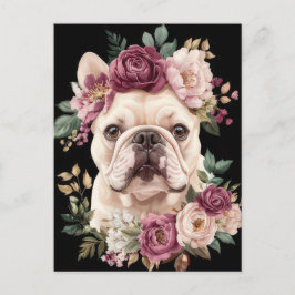Franse Bulldog Watercolor Bloemstuk Briefkaart