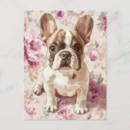 Franse Bulldog Watercolor Bloemstuk Briefkaart