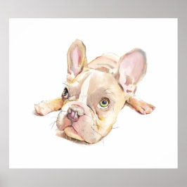Franse Bulldog Watercolor Poster, Wandkunst Poster