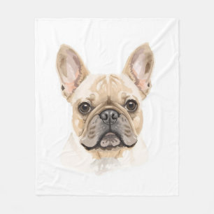 Franse Bulldog Watercolor Vliesdeken Neutraal Fleece Deken