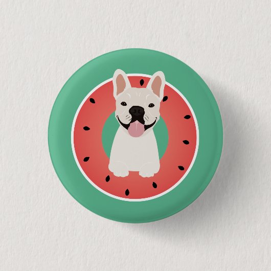 Franse Bulldog Watermelon Fruit Ronde Button 3,2 Cm (Voorkant)