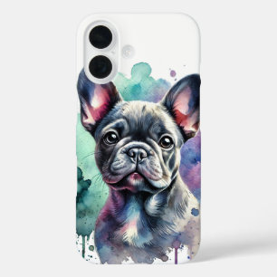 Franse Bulldog Waterverf iPhone 16 Hoesje