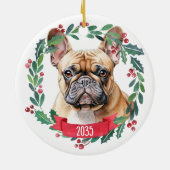 Franse Bulldog Waterverf Gepersonaliseerde Pet Dog Keramisch Ornament (Achterkant)