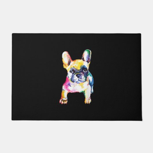Franse Bulldog Waterverf Hand Drawing Gift Deurmat (Voorkant)