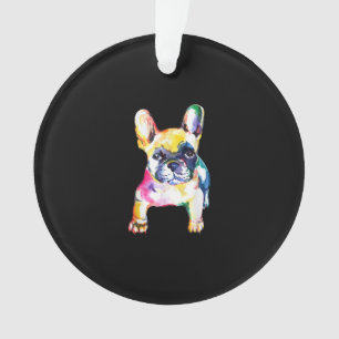 Franse Bulldog Waterverf Hand Drawing Gift Ornament