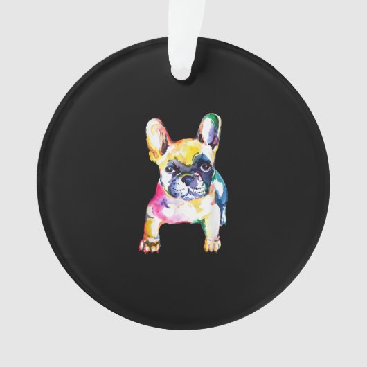 Franse Bulldog Waterverf Hand Drawing Gift Ornament (voorkant)
