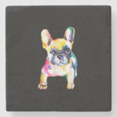 Franse Bulldog Waterverf Hand Drawing Gift Stenen Onderzetter (Voorkant)