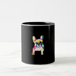 Franse Bulldog Waterverf Hand Drawing Gift Tweekleurige Koffiemok
