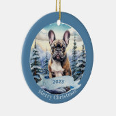 Franse Bulldog Waterverf Hondenkerst Keramisch Ornament (Rechts)