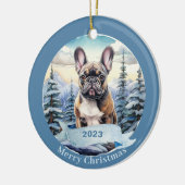 Franse Bulldog Waterverf Hondenkerst Keramisch Ornament (Links)