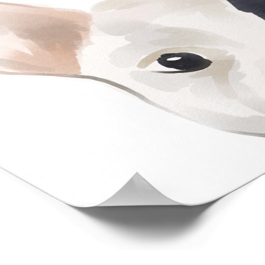 Franse Bulldog Waterverf Illustration Dog's Name Poster (Hoek)