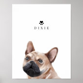 Franse Bulldog Waterverf Illustration Dog's Name Poster (Voorkant)