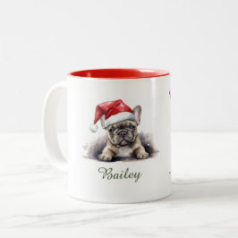 Franse Bulldog Waterverf Kerstmis Mok