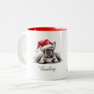 Franse Bulldog Waterverf Kerstmis Mok