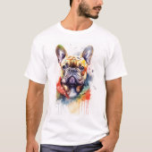 Franse Bulldog Waterverf Kunst T-shirt (Voorkant)