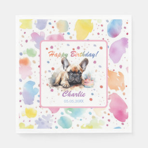 Franse Bulldog Waterverf papieren servetten