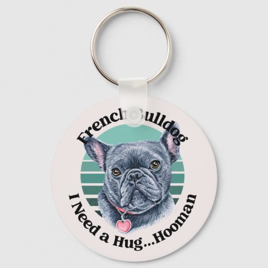 Franse Bulldog Waterverf Sleutelhanger (Voorkant)