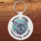 Franse Bulldog Waterverf Sleutelhanger (Voorkant)