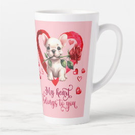 Franse Bulldog Waterverf Valentijnsdag Latte Mok