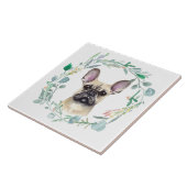 Franse Bulldog Waterverf Wreath Tegeltje (Zijkant)
